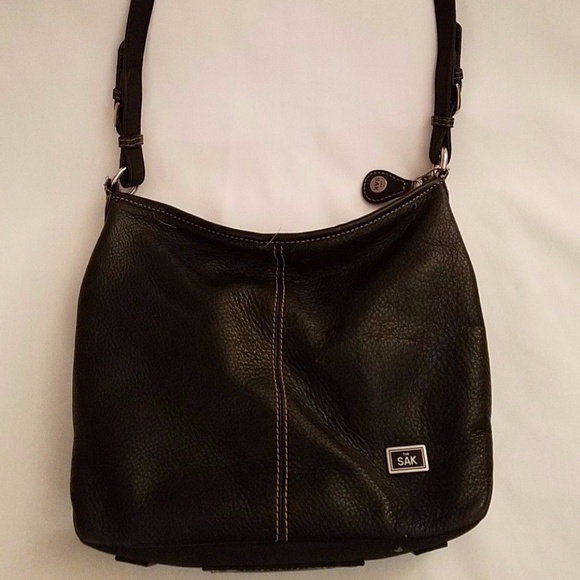 black leather sak purse
